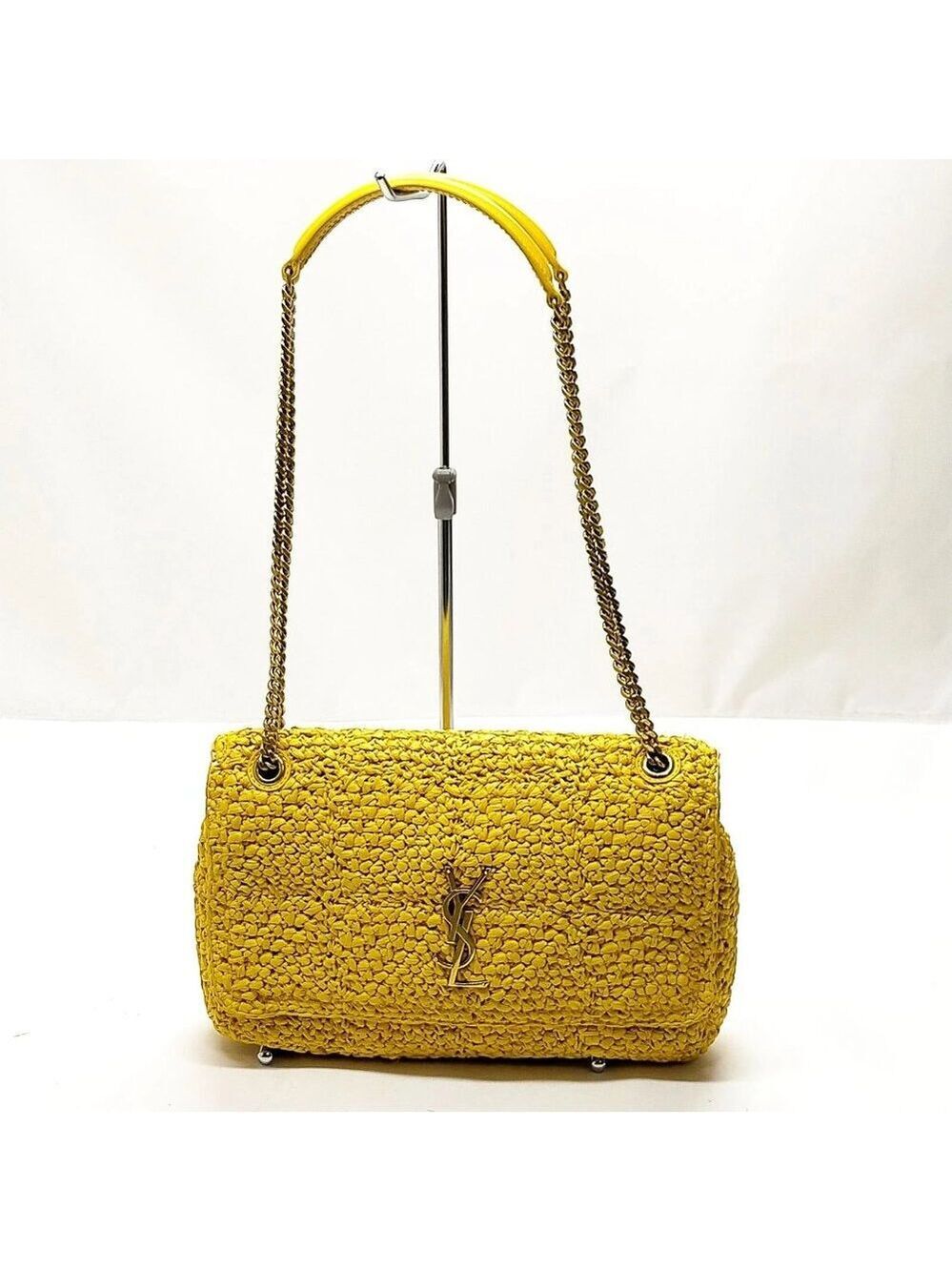 Saint Laurent Shoulder Bag Yellow Straw 995-070325